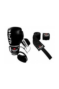 Alpha Boks Eldiveni Siyah + Boks Bandajı - 2'li Set 4 - 6 - 8 - 10 - 12 Oz ürün fotoğrafı