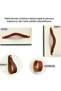 2 Adet Hakiki Deri Modern Çekmece Dolap Kulpu, Deri Kulp, Mobilya Banyo Mutfak Dolabı Kulpları ürün fotoğrafı