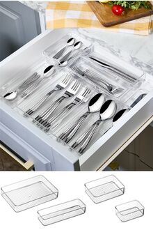 Bayev Leo 7'Li Set Şeffaf Çeyizlik Çatal Kaşık Düzenleyici (2XL-3L