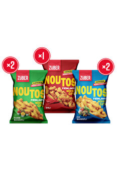 Züber Noutos Nohut Cipsi Atıştırmalık Deneme Paketi 55g x 5 Adet (Kajun, Chili, Ege Baharatlı)