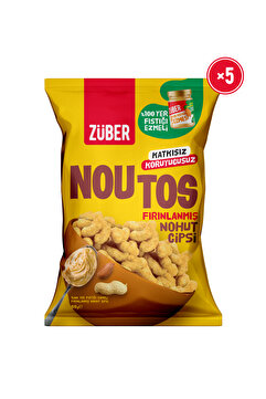 Züber Noutos %100 Yer Fıstığı Ezmeli Fırınlanmış Nohut Cipsi 55g x 5 Adet
