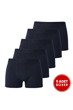Tudors Erkek 5'li Pamuklu Likralı Esnek Kumaş Lacivert Boxer