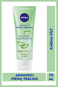 NIVEA Arındırıcı Yüz Pirinç Peeling 75ml, Siyah Nokta Gözenek Görünümü, Aloe Vera, Karma Cilt