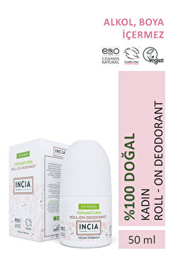 INCIA %100 Doğal Roll On Deodorant Kadınlar İçin Ter Kokusu Önleyici Lekesiz 50 ml