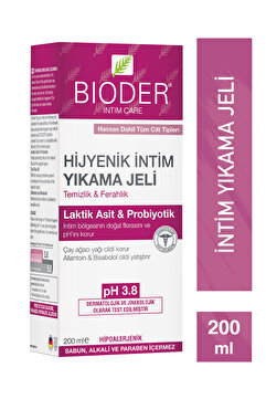 Bioder İntim Yıkama Jeli 200 Ml - Laktik Asit, Probiyotik, Çay Ağacı Yağı, Allantoin, Bisabolol