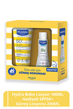Mustela Spf50+ Çok Yüksek Koruma Faktörlü Güneş Losyonu 200ml + Hydrabebe Vücut Losyonu 100ml 350410