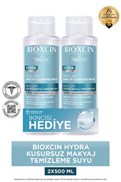 Bioxcin Hydra Micellar Makyaj Temizleme Suyu 500 ml, Hyaluronik Asit, AloeVera, Pantenol (1 Alana 1 Bedava)