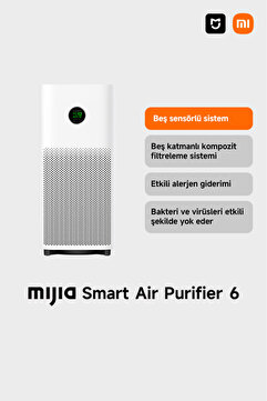 Xiaomi Mijia Smart Air Purifier 6 - Beyaz Akıllı Hava Temizleyici, 443m3/h CADR (Xiaomi TR Garantili)