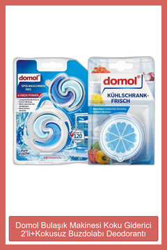 Domol Bulaşık Makinesi Koku Giderici (2 Adet) + Kokusuz Buzdolabı Deodorantı Kartuş ve Karbon Filtre 40 gr
