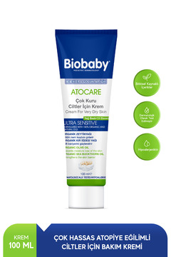 Biobaby Çok Kuru Ciltler Için Krem 100 ml - Organik Kır Iğdesi Yağı Organik Zeytin Yağı Atopik Ciltler