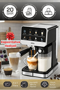 Sinbo Cappuccino Latte Espresso 20 Bar 1.5L Profesyonel Otomatik Espresso Makinesi SCM-2996Pro