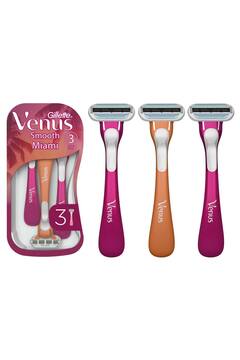 Gillette Venus Venus Smooth Miami Kadın Tıraş Bıçakları, 3'lü Kadın Kullan At Tıraş Bıçakları