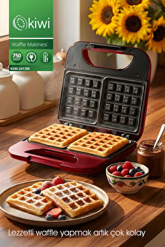 Kiwi KSM-2405W Waffle Makinesi | Yapışmaz Plaka & Otomatik Kapanma & Dikey Saklama