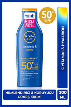 NIVEA SUN SPF50+ Güneş Koruyucu Vücut Losyonu 200ml, Nemlendirici, Suya Dayanıklı, Yeni Nesil UV Filtresi
