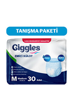 giggles Yetişkin Emici Külot Bez Orta Boy(Medium) Bel Ölçüsü 70-120cm Islaklık Göstergeli - 1 paket 30 Adet