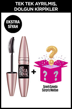 Maybelline New York Maybelline Lash Sensational Maskara Intense Black Siyah + Sürpriz Kutu Hediye