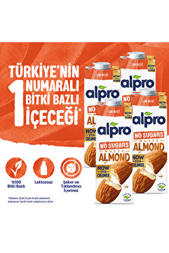 Alpro Şekersiz Badem Sütü 4x1 L Vegan Laktozsuz Bitkisel Bazlı