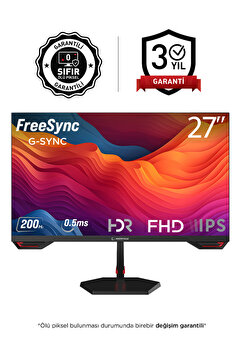 Rampage Crimson 27'' 200Hz 0.5ms Fast IPS FHD Dahili Hoparlör Freesync/G-Sync Flat Oyuncu Monitörü