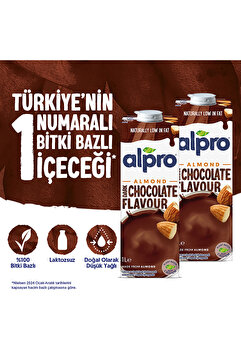 Alpro Bitter Çikolata Badem Sütü 2x1 L Vegan Laktozsuz Bitkisel Bazlı
