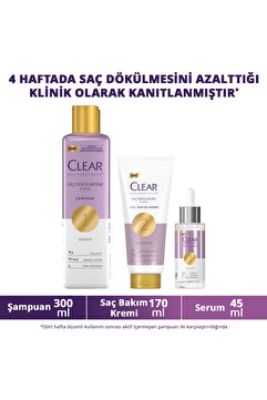 Clear Scalpceuticals Saç Dökülmesine Karşı Şampuan 300 ml Saç Bakım Kremi 170 ml Serum 45 ml