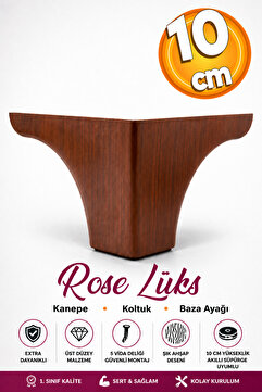 Badem10 Rose Lüks Mobilya Kanepe Koltuk Baza Yükseltici Ayağı 10 Cm Kahverengi Ahşap Desenli Ayakları