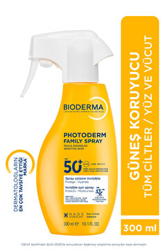 Bioderma Photoderm Spray SPF50+ Tüm Aile Yüz ve Vücut Sprey Formda Şeffaf Güneş Kremi 300 ML
