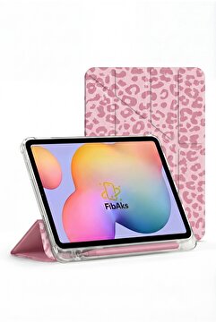Fibaks iPad 11 A16 2025 10. Nesil 10.9 Kılıf Katlanır Kalem Bölmeli Yatay ve Dikey Standlı Uyku Modu Leopar