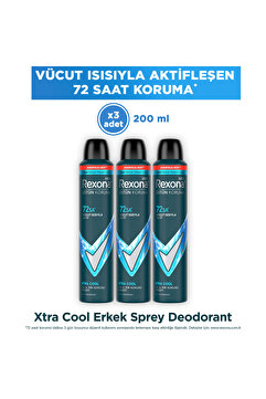 Rexona Men Erkek Sprey Deodorant Xtra Cool 72 Saat Kesintisiz Üstün Koruma 200 ml x3