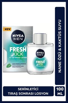 NIVEA MEN Erkek Tıraş Sonrası Losyon Cool Kick Fresh 100ml, Kaktüs Suyu, Nane Özleri, Serinleten Ferahlık