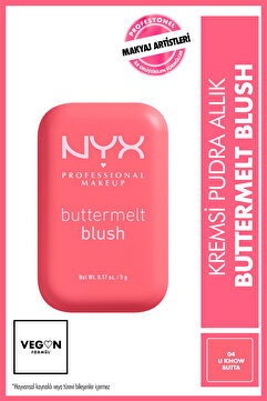 NYX Professional Makeup Buttermelt Blush 12 Saate Kadar Kalıcı Kremsi Pudra Allık - 04 U Know Butta