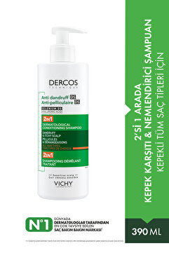 Vichy Dercos Hyalüronik Asit İçeren Kepek Karşıtı & Nemlendirici 2'si 1 Arada Şampuan 390 ml