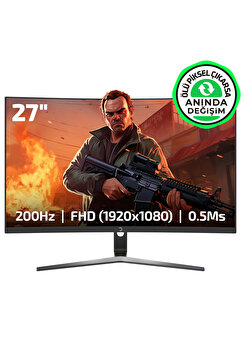 Gamepower Vivid T50 27" 1500R Curved RGB Siyah 200Hz 0.5ms FHD VA Gaming Monitör (Ölü Pikselde Anında Değişim)