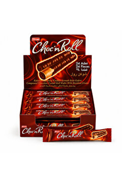 Elvan Choc N Roll Kakao Kaplamalı Fındık Kremalı Roll Gofret 16 Gr. 24 Adet (1 Kutu)
