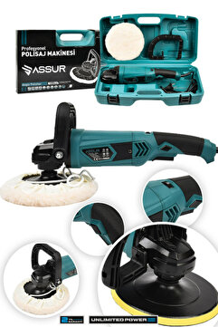 ASSUR 1200w Polisaj Makinesi Devir Ayarlı 6 Kademeli 180 mm Pasta Cila