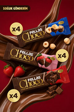 Fellas Choco - Çikolata Kaplı Meyve Bar (35 g) - Karma Kutu (3 x 4)