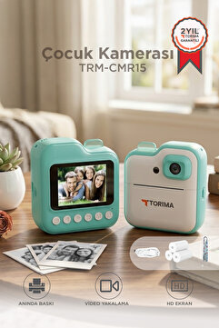 Torima Dijital Fotoğraf Makineleri Çocuk Termal Resim Kağıt Baskılı Yazıcı Kamera Video Makinesi CMR15 Yeşi