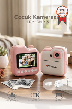 Torima Dijital Fotoğraf Makinesi Çocuk Termal Resim Kağıt Baskılı Yazıcı Kamera Video Makinesi CMR15 Pembe