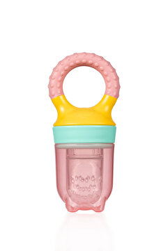 Wee Baby Silikon Meyve Süzgeci Püre Emziği ve Diş Kaşıyıcı 6+ Ay Pembe
