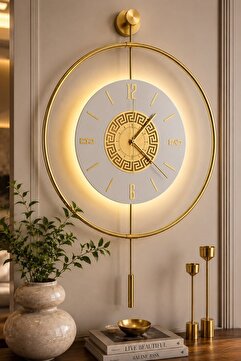 MetaQuartz Aksesuar Kristal VERSAY Kadran - GOLD - (Pilli Led) - (Quartz Mekanizmalı) Metal Duvar Saati