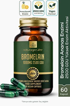 Naturagen Bromelain 2500 GDU 1000 mg 60 Kapsül | Ananas Kaynaklı Enzim | Yüksek Enzim Aktivitesi
