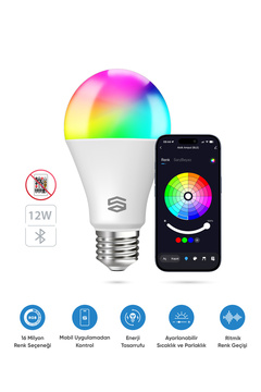Şımart Akıllı Ampul Bluetooth 1100 Lümen Yüksek Parlaklık 16 Milyon Renk Seçeneği