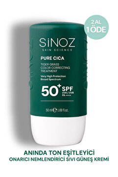 Sinoz Pure Cica Tiger Grass Anında Ton Eşitleyici Onarıcı Nemlendirici SPF50+ Sıvı Yüz Güneş Kremi PA++++ (Koyu Tenler İçin)