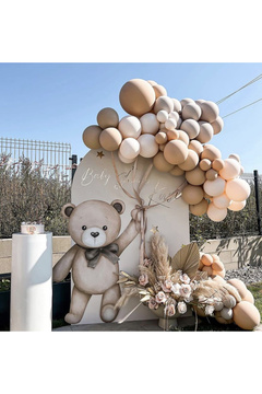 Çemrek Süs Parti Sütlü kahve ve tonları balon zinciri seti 100 adet balon ve zincir