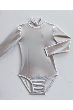 LULLY KİDS Kız Çocuk Parlak Gümüş Jimnastik Bale Leotard Body Mayo