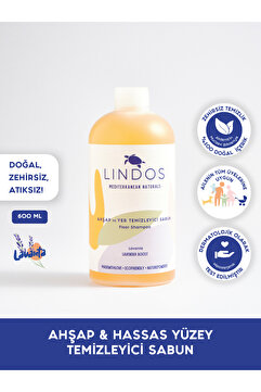 Lindos %100 Doğal Ahşap Temizleyici Arap Sabunu Etkili Parke Tik Mobilya Halı Koltuk Lavanta Yağlı 600ml