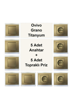 OVİVO Asyagrup Ovivo Grano Titanyum Anahtar + Priz Set