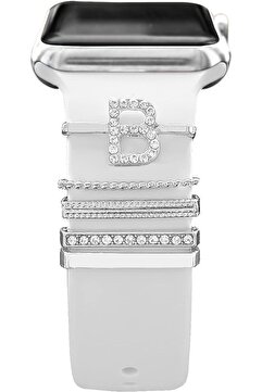 mimtec Apple Watch Uyumlu Harfli Charm Aksesuar Tüm Seriye Uyumlu Akıllı Saay Charm B