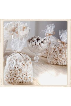 Dekals 50 Adet 20x30 Patlamış Mısır Poşeti Popcorn Paketi (Mısır, Cips Poşeti )