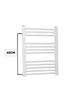 TOPRAK HAVLUPAN 50/70cm 10 Borulu Beyaz Yandan Girişli Havlupan Radyatör Banyo Isıtıcı Aks 45cm