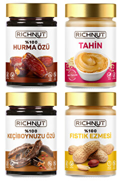 RİCHNUT 4'lü Avantaj Paketi (%100 Tahin, Fıstık Ezmesi, Harnup Özü, Hurma Özü)